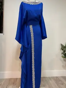 Royal Blue Satin Abaya