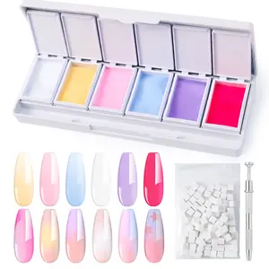 MelodySusie Gradient Painting Gel, 6 Colors Ombre Gel Polish with 100 Sponges&Metal Grabber Set for Aura Nails, French Manicure, No Wipe, Soak Off UV, DIY Nail Art Palette