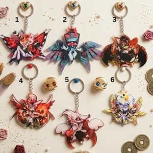Hazbin Hotel Acrylic Charm Keychain Movable Wings Pendant,Cute Devil Character Charm, Fantasy Gamer Bag Accessory