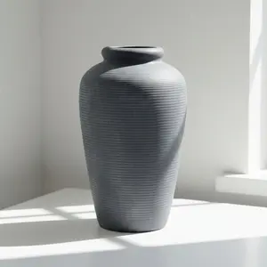 Ceramic Rustic Flower Vase 11 Inch Large Farmhouse Decor Pottery Black Vase for Living Room Bedroom Entryway Table Mantel Kitchen Handmade Vintage Floral Decoration