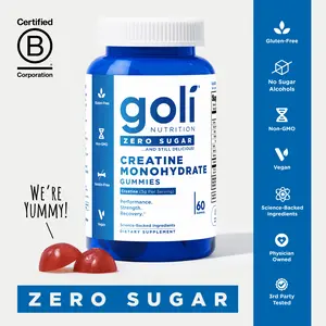 Goli Zero Sugar Creatine Gummies - Keto-Friendly, Rich in Fiber, No Sugar Alcohols, No Artificial Sweeteners, Gluten-Free, Vegan, Non-GMO, and Gelatin-Free