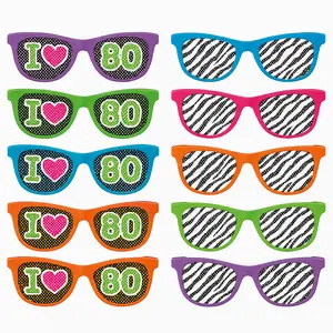 Totally 80s Party Glasses with Fun Printed Lenses, 10-Pack