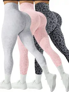 Women's Leopard Print High Elasticity Yoga Leggings Set, Seamless High-Waisted Quick-Dry Peach Butt Lifting Pants, Casual Sportswear Gym Legging, Gym Fitness Leggings, Gym Workout Leggings