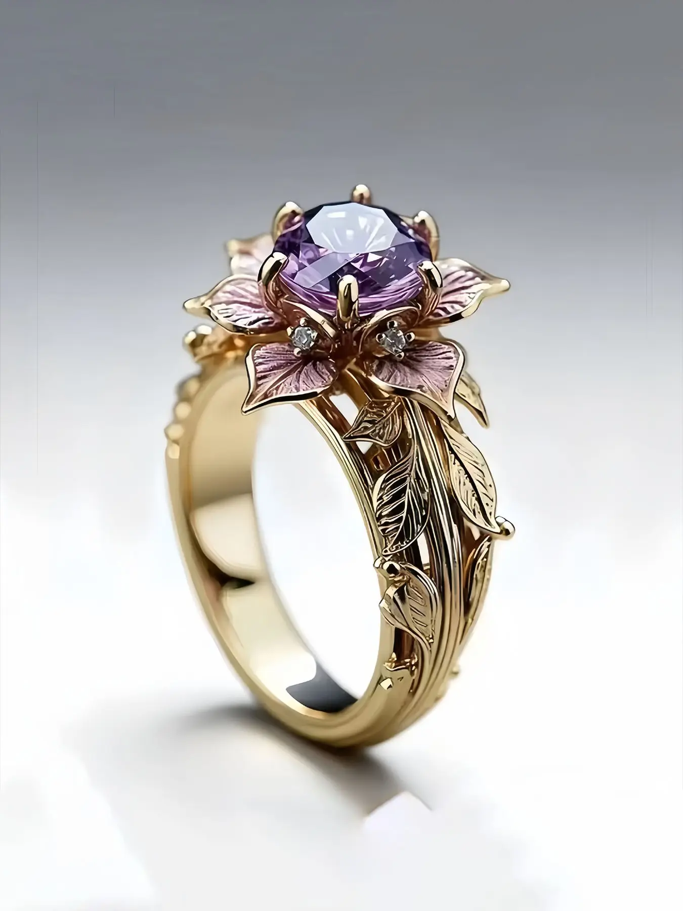 Elegant Geometric Flower Zircon Floral Design Ring, Vintage Trim, Daily Wear Jewelry, Elegant Everyday Ring, Fashion Accessory for Women, Party/birthday Gift, Finger Rings, Sparkling Rings