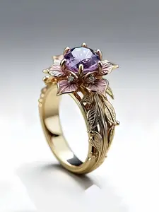 Elegant Geometric Flower Zircon Ring, Vintage Trim, Daily Wear Jewelry, Fashion Accessory for Women, Party/birthday Gift