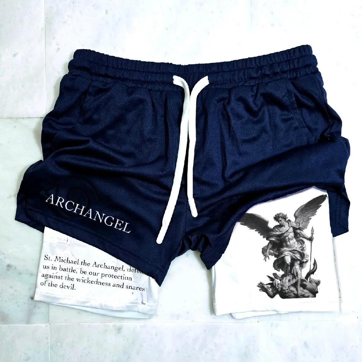Religion "St Michael" Gym Shorts - Compression Double Layer Polyester Fitted Style