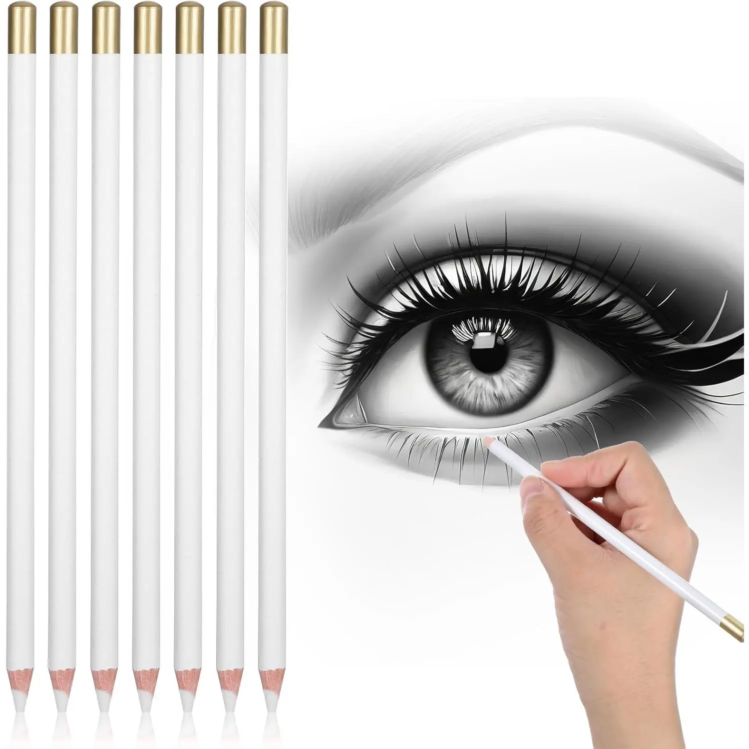 Artists' 8-Pack 6.9-in Kneadable Eraser Pencils, White Detail Erasers for Drawing, Blending Charcoal, Ideal for Artists & Students