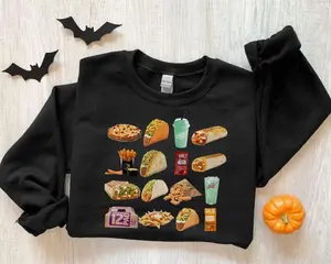 Taco Bell Unisex Sweatshirt T-Shirt, Taco Bell Lover Crewneck Gift, Fun Food Pullover Gift, Full Color, Halloween Shirt, Printed In The USA