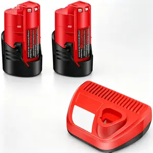3Ah 12V Battery and Charger Set, Compatible with All 12V Cordless Tools - Works with 48-11-2411 48-11-2420 48-11-2401, Rechargeable Power Pack with Charger