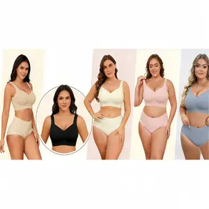 2 Pack Plus Size Wireless Seamless Bra for Women, Full Coverage Soft Support No Digging Comfort Bralette, Everyday Push Up Lingerie for Curvy