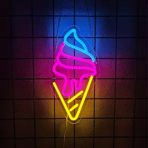 Ice Cream Neon Sign  Light up Sign with   Ice Cream Shop Wall Decor for Business Store Drink Shop Bar Party Cafe