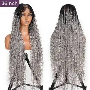 36" #OT1B/Gray Knotless Bohemian Box Braid Wig – Lightweight Synthetic Hair for Protective Styles, Natural Look & Comfort