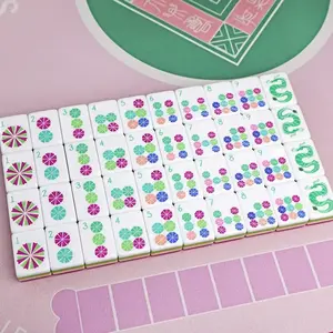 Pink Palms Acrylic American Mahjong Tile Set for Adults 160Pcs Mahjong Tiles Club Mahj