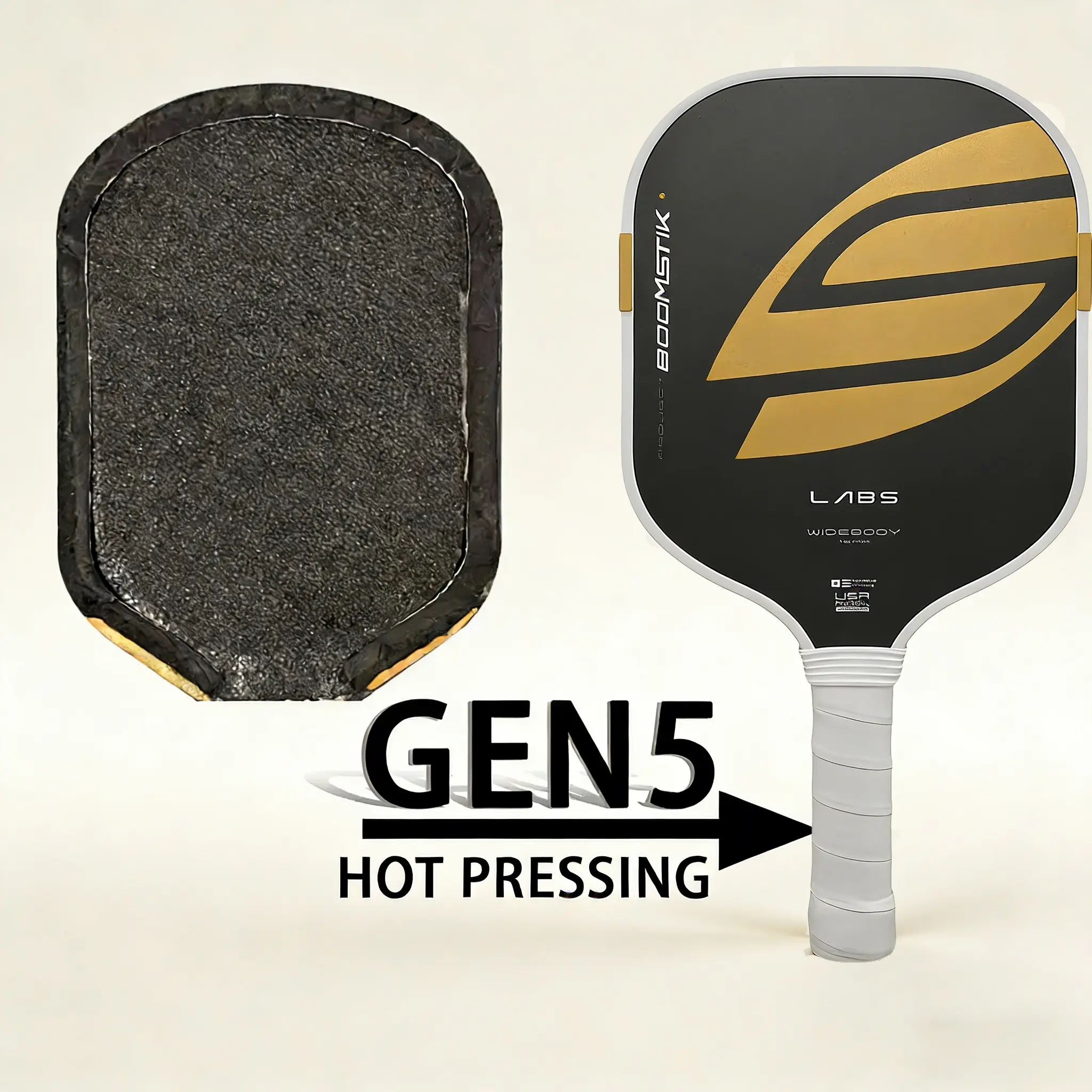 Boomstick Pickleball Paddle, Wide Body, Epp Foam Core, Increased Dwell Time, Carbon Fiber Surface, High Friction, High Spin, Competition Choice
