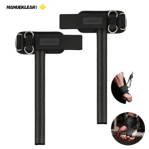 MANUEKLEAR Non-Slip Wrist Straps for Weightlifting Deadlifting, Gym Lifting Straps with D Rings for Cable Machine Workout, 10mm Neoprene Padded Weight lifting Wrist Wraps for Men Women