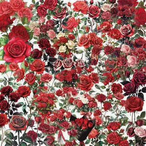 Vintage Rose Pattern Sticker (50pcs), Self Adhesive Decorative Sticker, DIY Decals for Water Bottle, Laptop, Cellphone, Phone Case, Scrapbooking, Journal Making, Protector