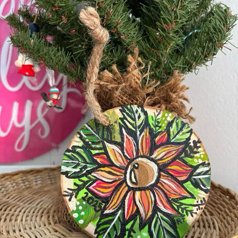 Hand-painted Christmas Ornaments Sunflower Flower Decoration Gift for Festive Home Decor