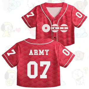 Custom Croptop Baseball Jersey Inspired World Tour 2026 Merch Crop Tops For Army, Bangtan Comeback 2026