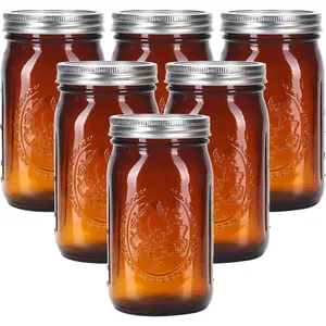 Glass Mason Jars 32 oz Wide Mouth with Airtight  and Bands 6 Pack Large Glass Canning Mason Jars Quart, for Canning Jar Pickle Fermenting Jam Jar