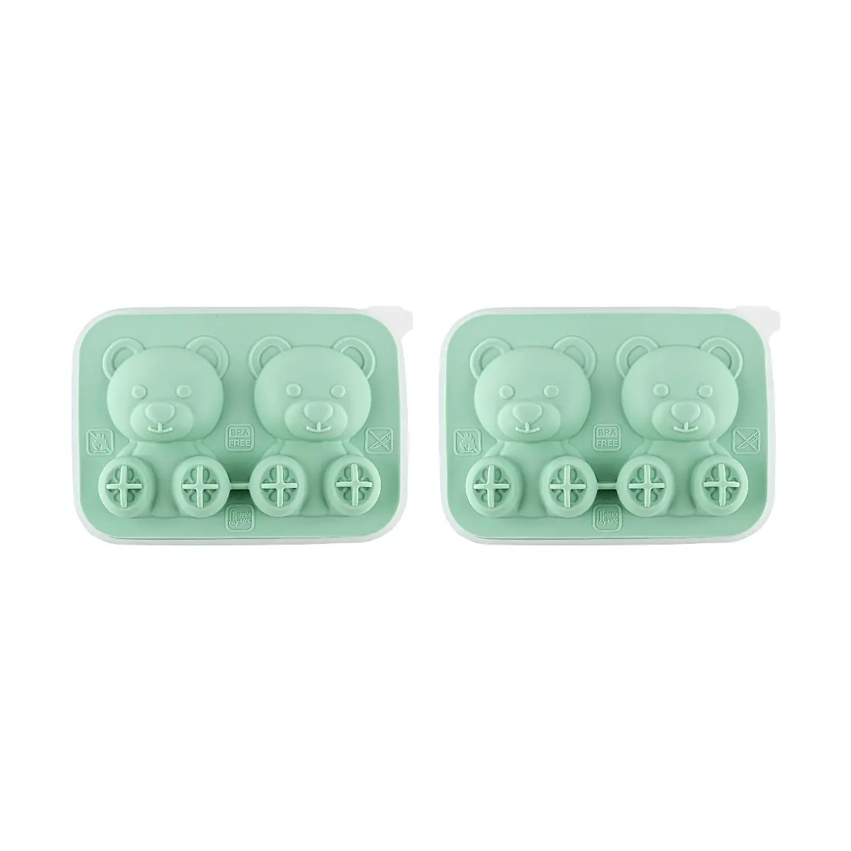 FaSoLa 2-Pack Cute Bear Ice Cube Molds - Food Grade Silicone, Easy Release, Fun Novelty Ice Maker for Drinks & Cocktails
