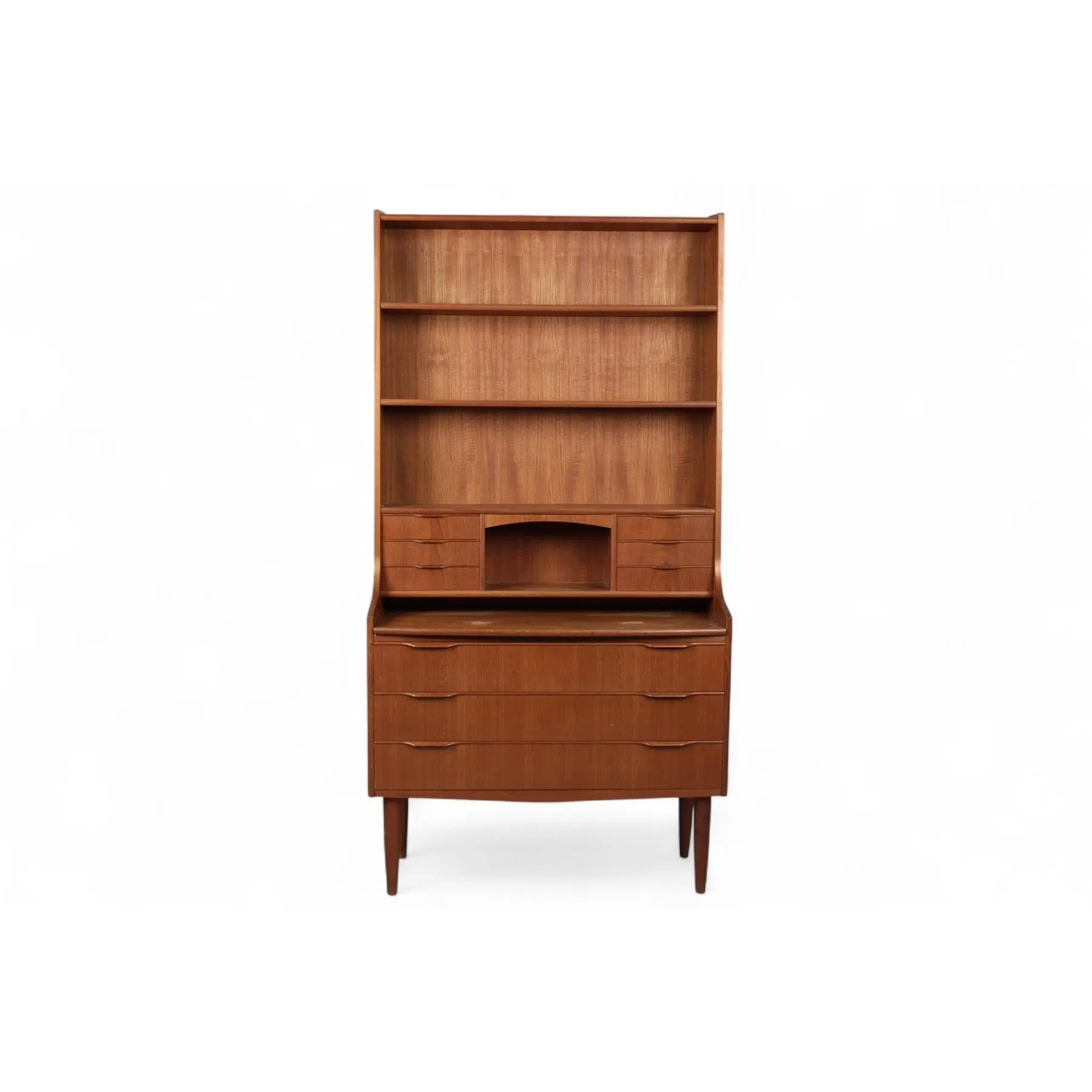 TALL TEAK DANISH MODERN BOOKCASE / SECRETARY DESK