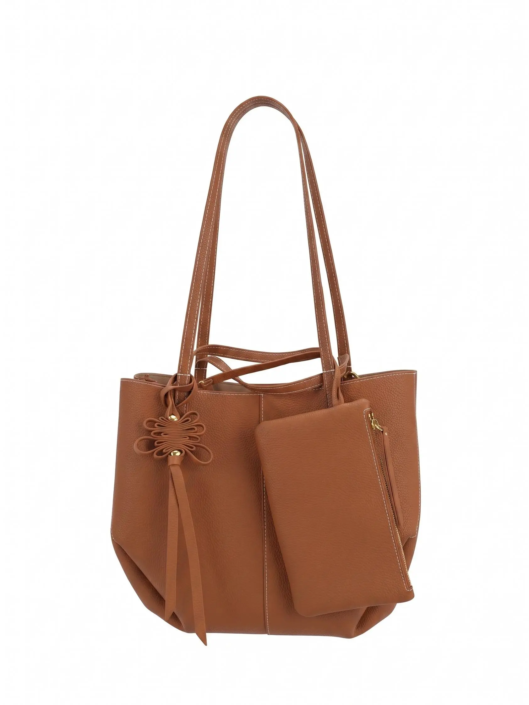 Medium POPO  (13.39x8.66x4.72 in) - Genuine Leather Tote Bag, Matching Wallet, Waterproof, Elegant, Casual, Ideal for Shopping & Everyday Essentials