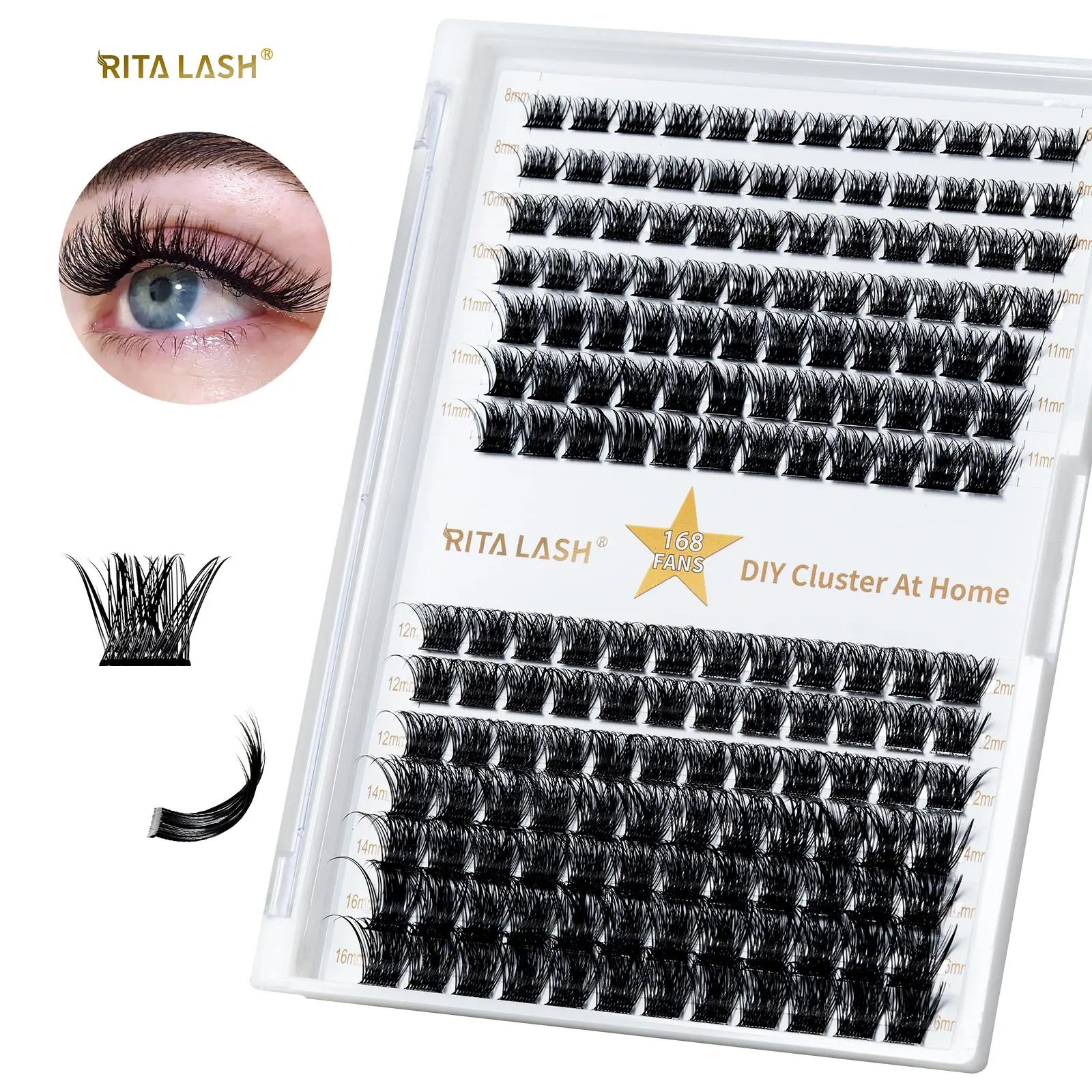 Mixed-Length Individual Cluster Lashes Eyelash Extensions Set, False Eyelashes Extension, Natural Curl DIY Volume Lash Clusters, Dramatic Volume Eyelash, Fluffy Eyelashes Cluster, Cosmetic False Lashes, Makeup Accessories for Women
