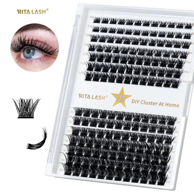 Mixed-Length Individual Cluster Lashes Eyelash Extensions Set, False Eyelashes Extension, Natural Curl DIY Volume Lash Clusters, Fake Eyelashes Clusters, Dramatic Volume Eyelash, Fluffy Eyelashes Cluster, Makeup Accessories for Women