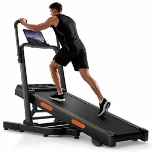 UMAYWalking Pad Treadmill with 40% Incline 15° & Elevated Dual Handrails, Quiet 3HP Motor 7.5MPH Foldable Treadmill for Tall Users Running Walking, 350LBS Capacity Duty Reinforced Frame Space Saving, LED Display Remote & Suction Tablet Holder for Home Gym