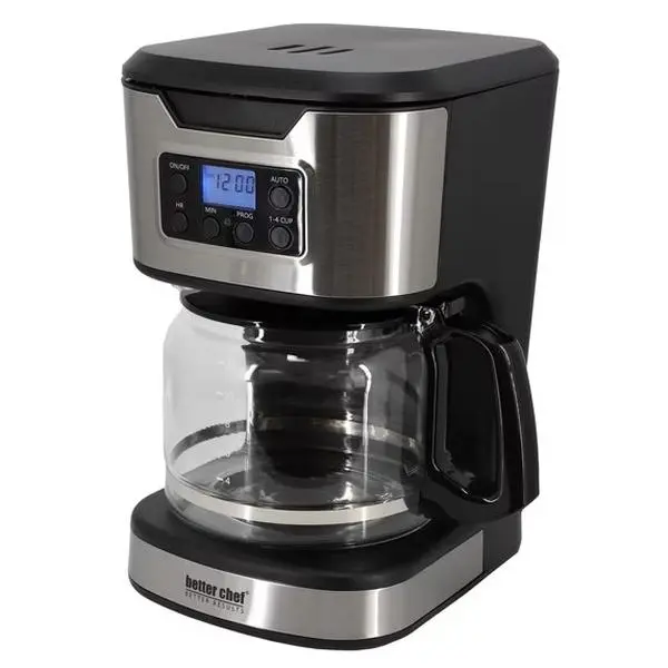 Better Chef 12-Cup Programmable Coffee Maker Machine, Black with Stainless Steel Accents, for Modern Home Kitchen Use