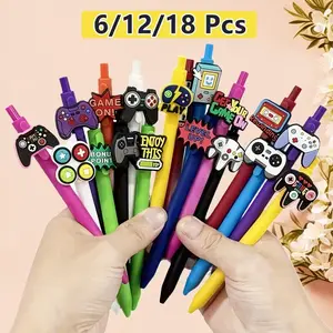 6/12/18pcs Fun Ballpoint Pens, Game Controller Theme Retractable Pens, Student Adult Emotional Support, Fun Office Stationery Gifts for Colleagues, Gaming Party Favor, Gaming Birthday Video Game Pencil, Transform Pencil, Pac, Multi Purpose Pens