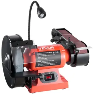 fathersdaygift VEVOR 8 Bench Grinder 2x 28 Belt Sander Combo, 350W Professional Grinding Sanding Machine with LED Work Light Protective Eye Shield for Metalworking, Woodworking, Knife Sharpening