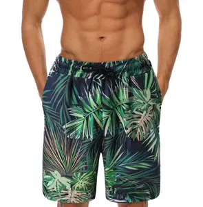 Mathias Shorts - Brown Men's Swim Trunks with Print