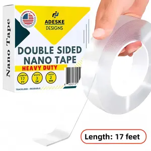 (Effective length: 17 feet) traceless tape, nano double-sided tape, transparent double-sided tape, heavy-duty mounting tape, wall-mounted decorative poster double-sided tape Strong Adhesive