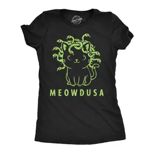 Womens Funny T Shirts Meowdusa Sarcastic Kitten Graphic Novelty Tee For Ladies Funny Womens T Shirts Cute Vintage Fashion Casual Ladies T-Shirt Gift Funny Cat Top Women's Novelty Tees Black -