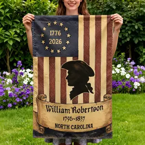 Personalized Descendant of a Patriot Garden Flag, 1776-2026 Custom Ancestor Name, USA 250th Anniversary Patriotic Yard Decor