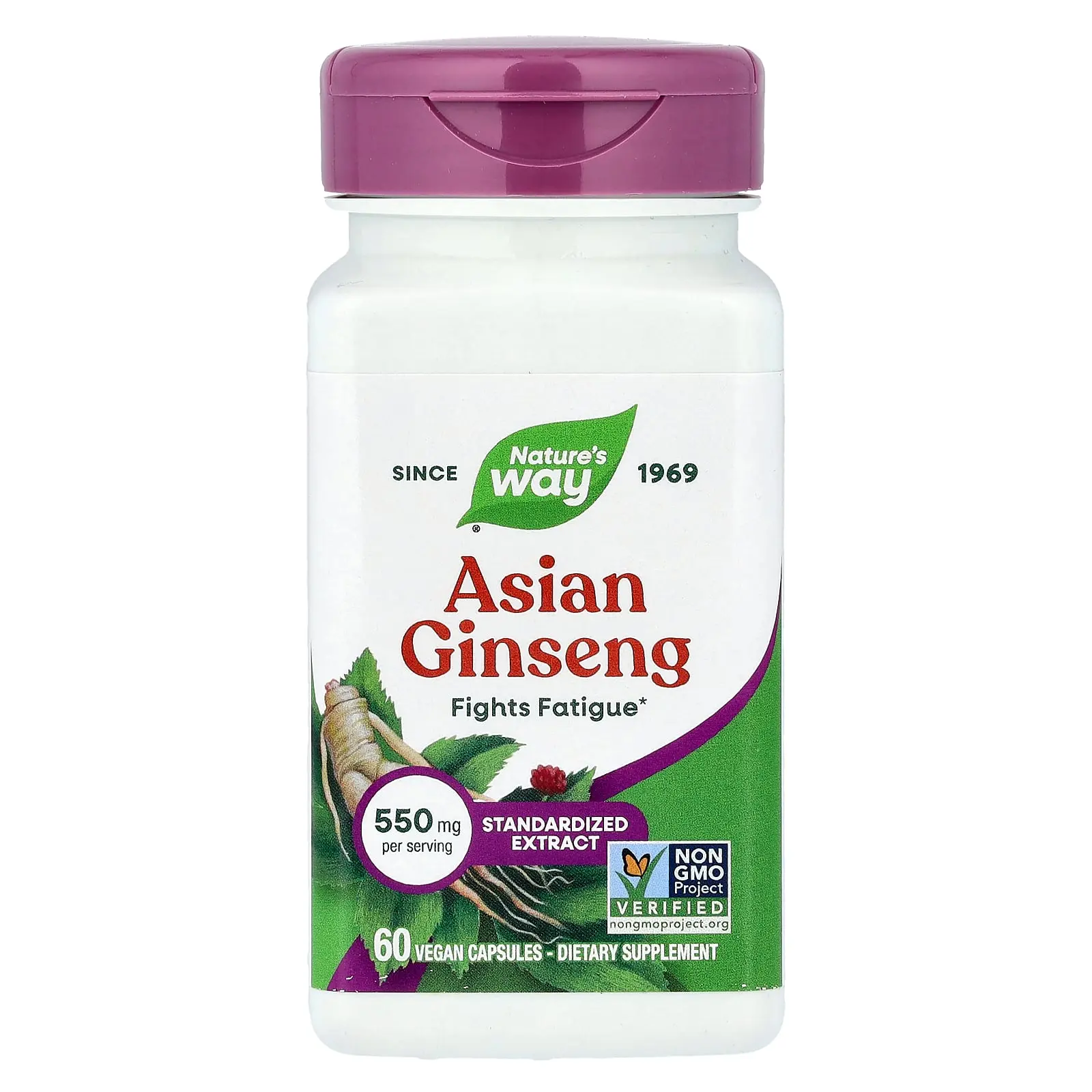 Nature's Way Asian Ginseng, 550 mg, 60 Vegan Capsules