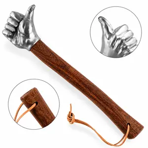 2.1LB Stainless Steel Thumbs-Up Hammer with Solid Wood Handle, Heavy-Duty Hand Tool for Car Emergency, Camping and Outdoor Use