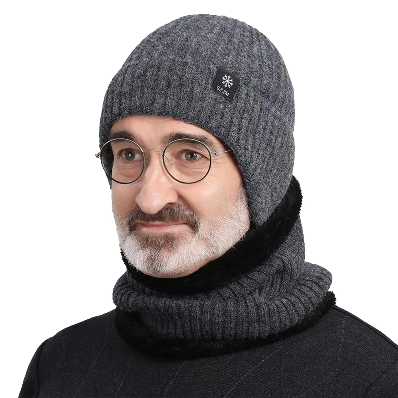 Mens Winter Warm Knit Beanie Hat, Thickened Thermal Ear Flap Cap for Cold Weather, Soft Stretchable Ski Mask for Outdoor Activities, Skull Cap Design for Men and Youth, One Size