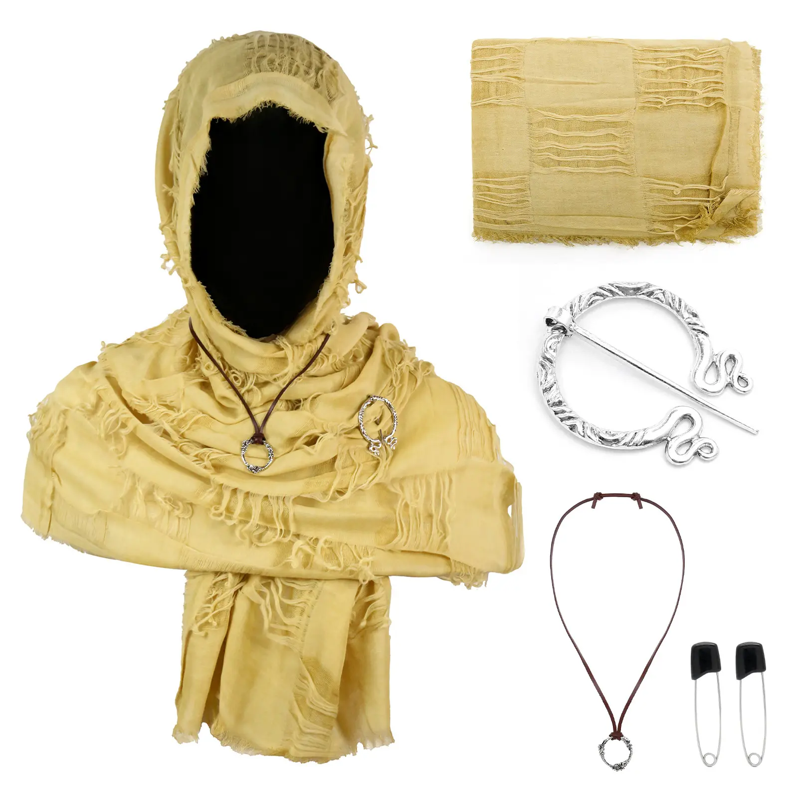 CST153YL Yellow Battle Damage Scarf (190