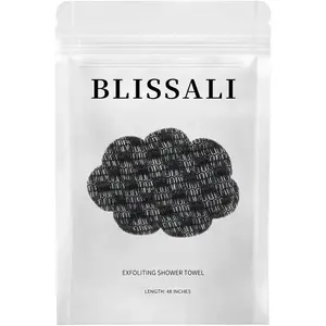 Exfoliating bath towel, 2-in-1 towel, high-end body and facial scrub cloth, double-sided exfoliating towel suitable for all skin types, black