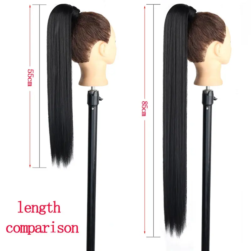 NEW 34inches Synthetic Ponytail Hair Extension Clip in Fake Wig Hairpiece Blonde Wrap Around Pigtail Long Smooth Overhead Pony Tail