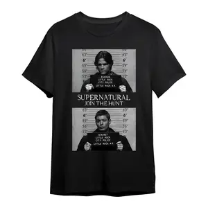 Supernatural Sam Dean Winchester Mugshot Unisex Cotton T-Shir, Start The Hunt! Unisex Shirt, Unisex Cotton Graphic Tee