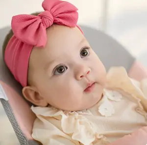 Cuddobaby Baby Girl Headbands - Nylon Bow Hair Accessories Pink