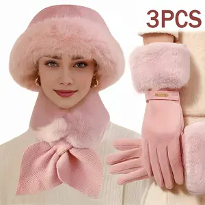 This Set of 3 Winter Warm Accessories Includes a Pair of Stylish Touchscreen Fingerless Gloves, a Thick Cross-Over Scarf, And a Plush Hat. Perfect for Cold Weather And Outdoor Activities, It Makes an Ideal Gift for Christmas Or Valentine'S Day.