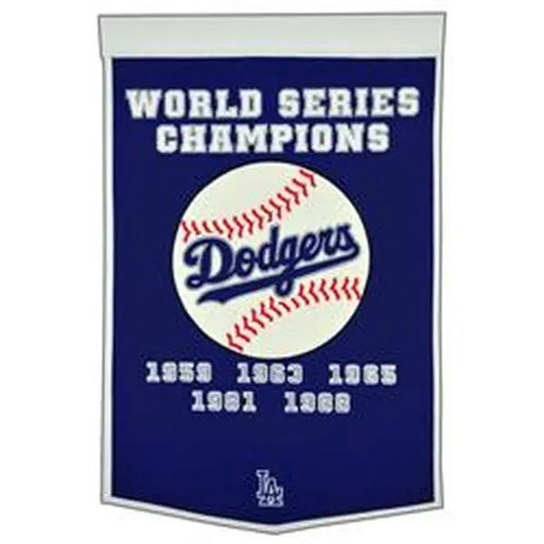 Wraft Fanatics 9416647750 Los Angeles Dodgers Baseball Wool Banner, 24 h x 38 w in. 70/30 Wool-Blend, Embroidered Dynasty Slogan Design for Dodgers Fans, Home & Festive Party Backdrop