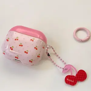 Korean Style Dotted Cherry AirPods Pro Case, Cute Fun Bluetooth-compatible Earphone Cover for AirPods Pro 2/3/4 Generation, Stylish Protective Shell