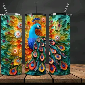 20 oz 3D Peacock Tumbler