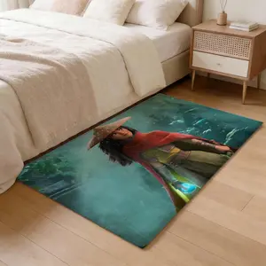 R-RayaandtheLastDragon MOVIE Floor Mat Thickened Soft Flannel Rug – Non-Slip, Absorbent & Wear-Resistant Indoor Mat for Entryway, Living Room & Daily Home Use