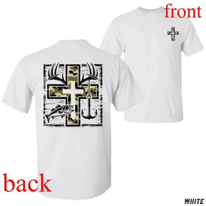 Fast Shipping Within 24 Hours Southern Charm Faithful Adventure Camo Cross Antlers Bass Crew Neck Unisex Cotton Casual Short Sleeve Fishing Shirt